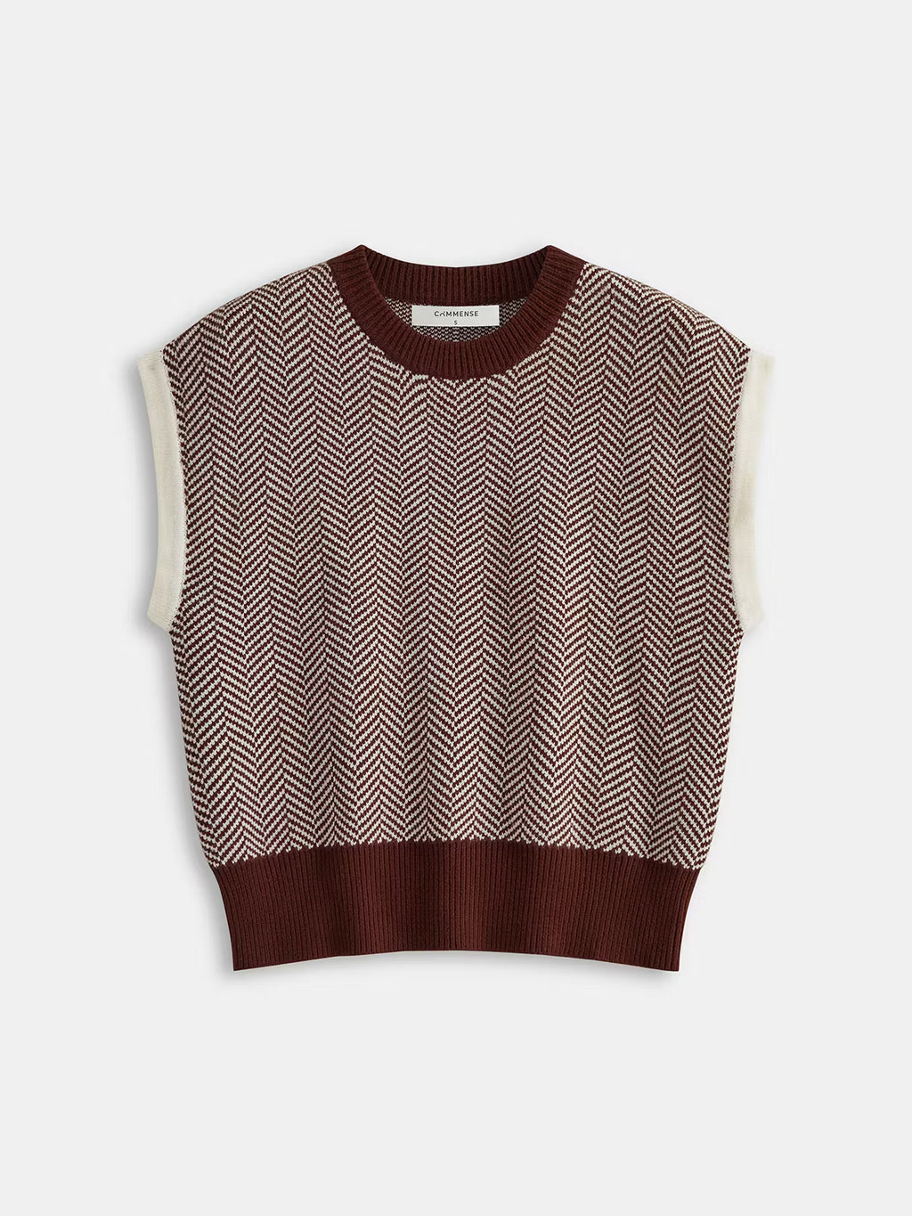 Herringbone Pattern Sleeveless Knit Vest
