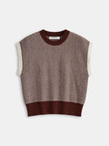 Herringbone Pattern Sleeveless Knit Vest