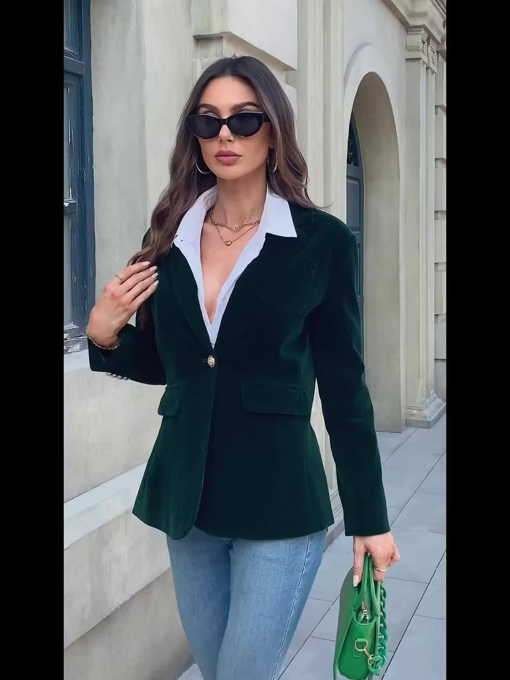 Elegant Velvet Slim-fit Faux Pocket Suit Jacket