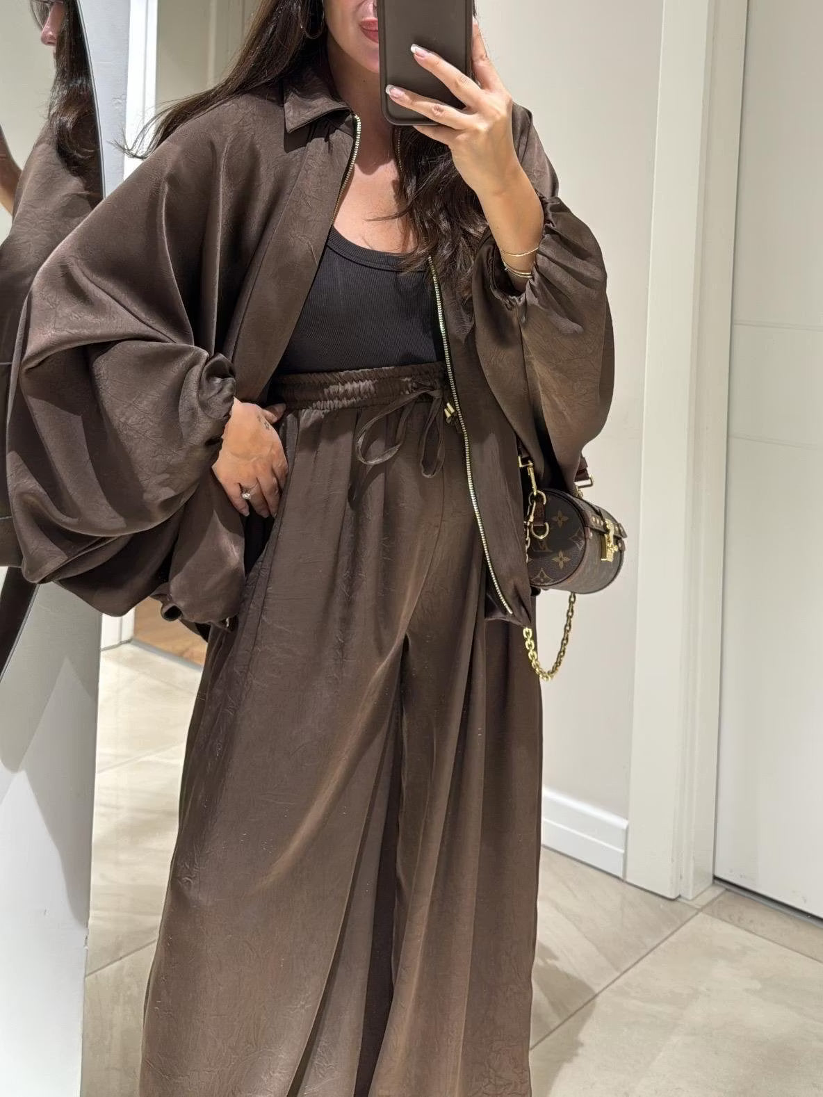 Brown Zippered Casual Jacket